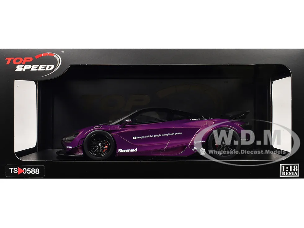 McLaren 720S "LB-Works" Purple Metallic with Black Top 1/18 Model Car by Top Speed