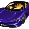 McLaren Speedtail Lantana Purple Metallic with Black Top and Yellow Interior and Suitcase Accessories 1/18 Model Car Autoart 76089