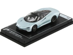 McLaren Speedtail Silver Metallic with Black Top Hypercar League Collection 1/64 Diecast Model Car PosterCars H13B