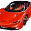 McLaren Speedtail Volcano Orange Metallic with Black Top and Suitcase Accessories 1/18 Model Car Autoart 76088