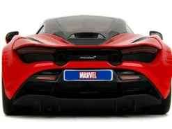 McLaren 720S Red and Blue with Black Top and Graphics and Spider-Man Diecast Figure 