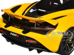 McLaren 720S Volcano Yellow with Black Top and Carbon Accents 1/18 Model Car by Autoart