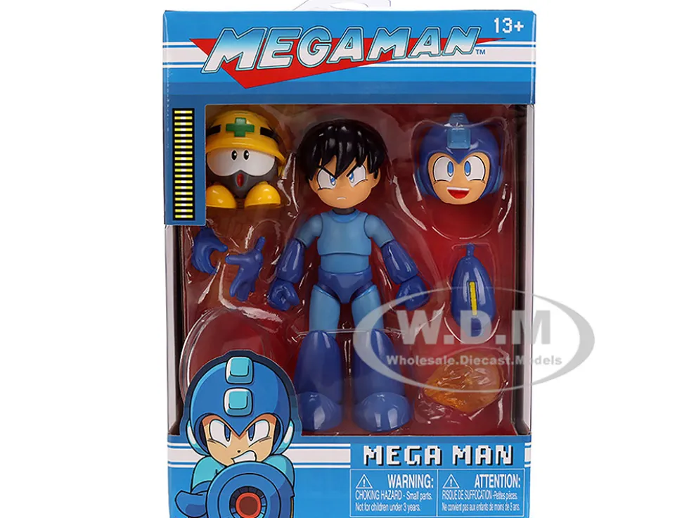 Mega Man 4.5" Moveable Figure (Deluxe Version) with Accessories and Alternate Head and Hands "Mega Man" (1987) Video Game Model by Jada