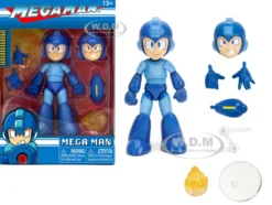 Mega Man 4 5 Moveable Figure with Accessories and Alternate Head and Hands Mega Man 1987 Video Game model Jada 34221