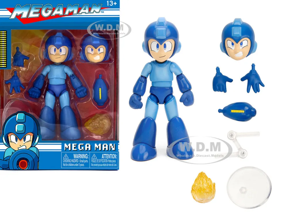 Mega Man 4 5 Moveable Figure with Accessories and Alternate Head and Hands Mega Man 1987 Video Game model Jada 34221