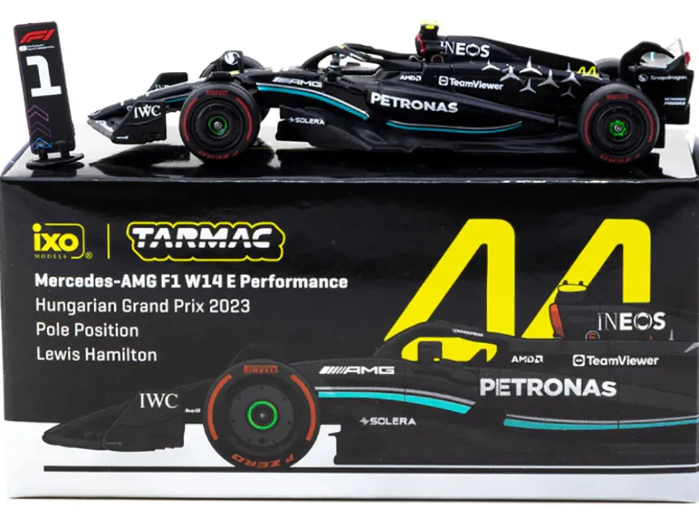 Mercedes-AMG F1 W14 E Performance #44 Lewis Hamilton Pole Position Formula One F1 "Hungarian GP" (2023) "Global64" Series 1/64 Diecast Model Car by Tarmac Works