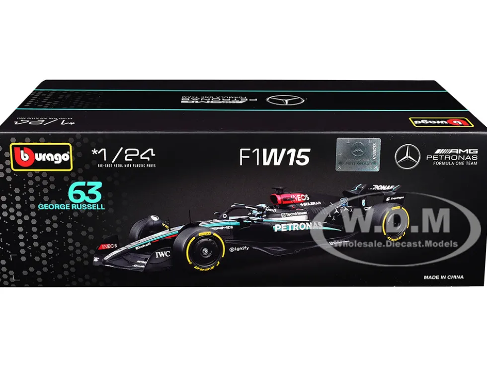 Mercedes-AMG F1 W15 E Performance #63 George Russell "Petronas" Formula One F1 "World Championship" (2024) 1/24 Diecast Model Car by Bburago