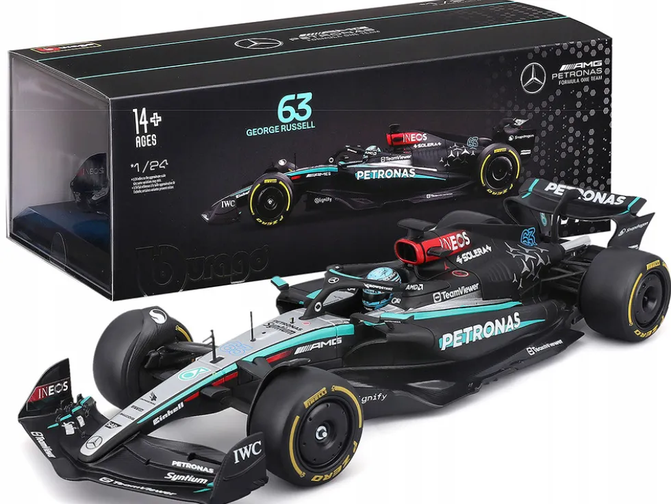 Mercedes-AMG F1 W15 E Performance #63 George Russell "Petronas" Formula One F1 "World Championship" (2024) 1/24 Diecast Model Car by Bburago