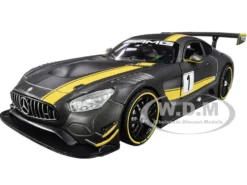 Mercedes AMG GT3 #1 Matt Gray Yellow Stripes GT Racing 1/24 Diecast Model Car Motormax 73784