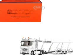 Mercedes-Benz Actros Auto Transporter White 1/64 Diecast Model by GCD
