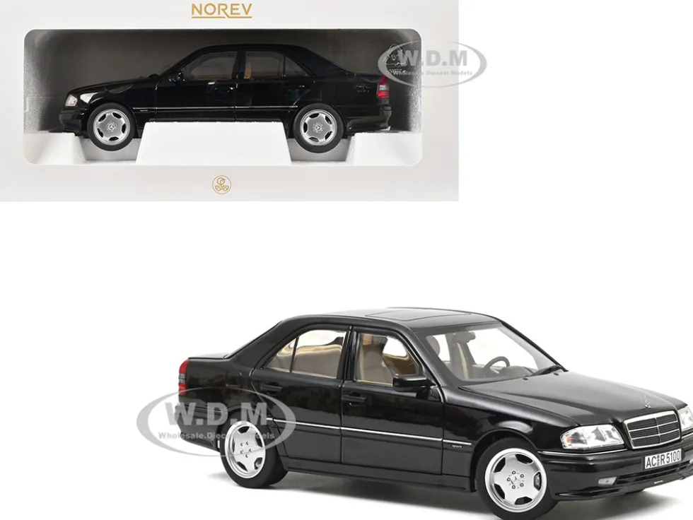 1993 Mercedes-Benz C36 AMG Black Metallic 1/18 Diecast Model Car by Norev