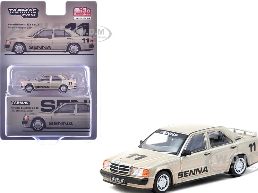 Mercedes-Benz 190 E 2.3-16 #11 Ayrton Senna Winner "Race of Champions" (1984) "Global64" Series 1/64 Diecast Model by Tarmac Works
