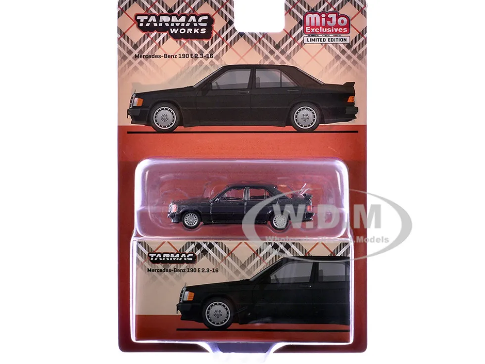 Mercedes-Benz 190 E 2.3-16 Blue-Black Metallic "Global64" Series 1/64 Diecast Model by Tarmac Works