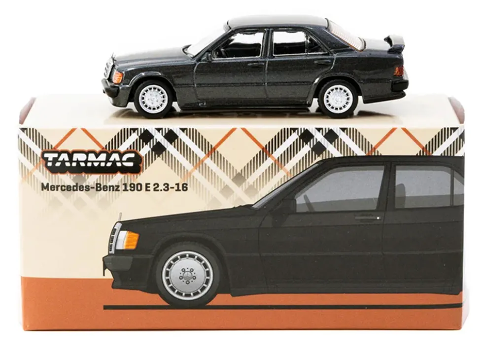 Mercedes-Benz 190 E 2.3-16 Blue-Black Metallic "Global64" Series 1/64 Diecast Model by Tarmac Works