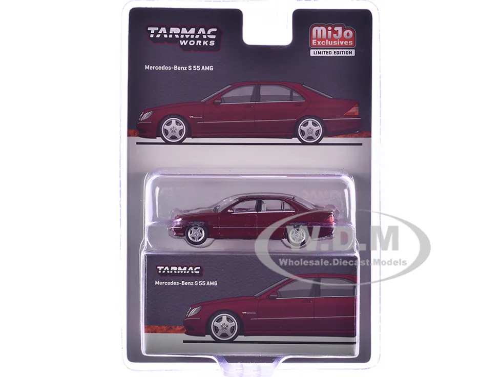 Mercedes-Benz S 55 AMG Bordeaux Red Metallic "Global64" Series 1/64 Diecast Model by Tarmac Works