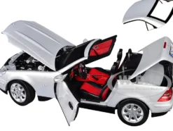 1996 Mercedes-Benz SLK Convertible Brilliant Silver Metallic 1/18 Diecast Model Car by Norev