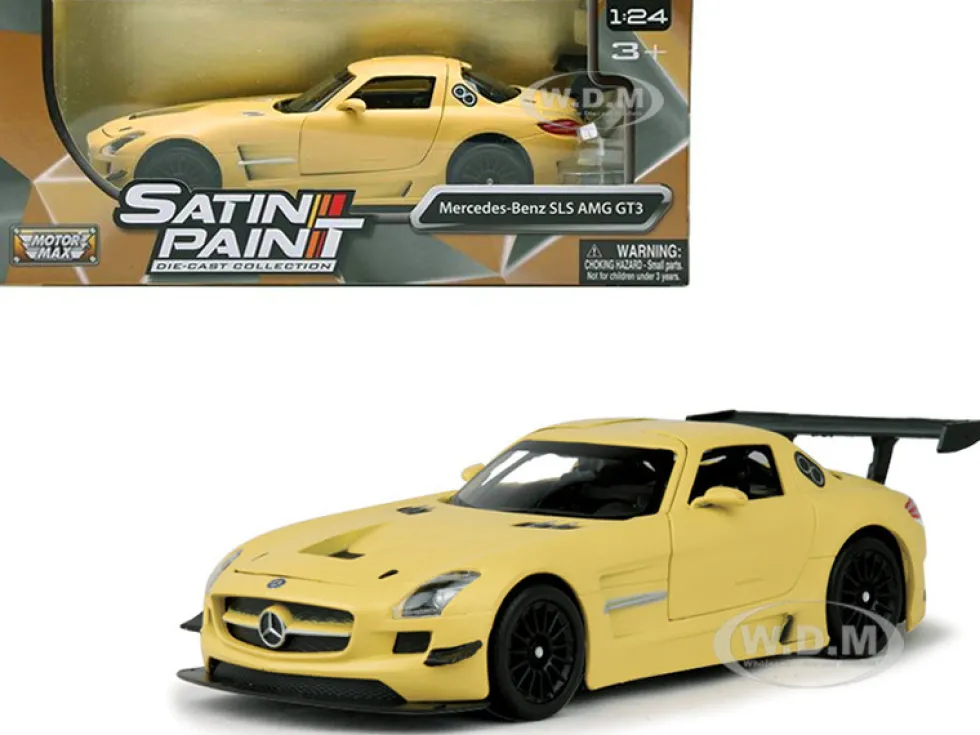 Mercedes Benz SLS AMG GT3 Matte Yellow 1/24 Diecast Car Model Motormax 79501