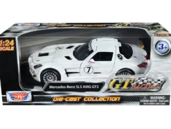 Mercedes-Benz SLS AMG GT3 #7 White GT Racing Series 1/24 Diecast Model Car Motormax 73772w