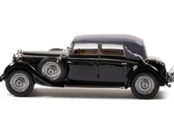 1933 37 Mercedes Benz 290 W18 Lang Cabriolet D Top Up Black with Gray Top Limited Edition to 250 pieces Worldwide 1/43 Model Car Esval Models EMEU43043D