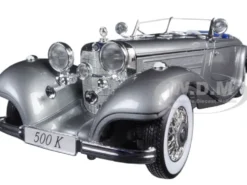 1936 Mercedes 500K Special Roadster Grey 1/18 Diecast Model Car Maisto 36862