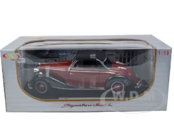 1950 Mercedes 170S Cabriolet Burgundy/Black 1/18 Diecast Model Car Signature Models 18123