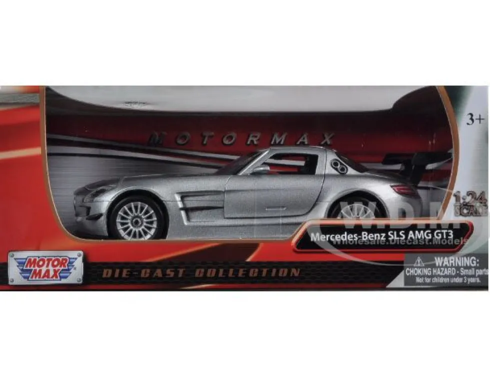Mercedes SLS AMG GT3 Silver 1/24 Diecast Car Model Motormax 73356