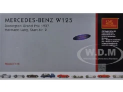 Mercedes W125 #2 Hermann Lang 1937 GP Donington Limited to 1000pc Worldwide 1/18 Diecast Model Car CMC 114