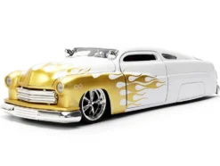 1951 Mercury Coupe White with Gold Flames "Bigtime Muscle" Series 1/24 Diecast Model Car by Jada