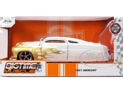 1951 Mercury Coupe White with Gold Flames "Bigtime Muscle" Series 1/24 Diecast Model Car by Jada