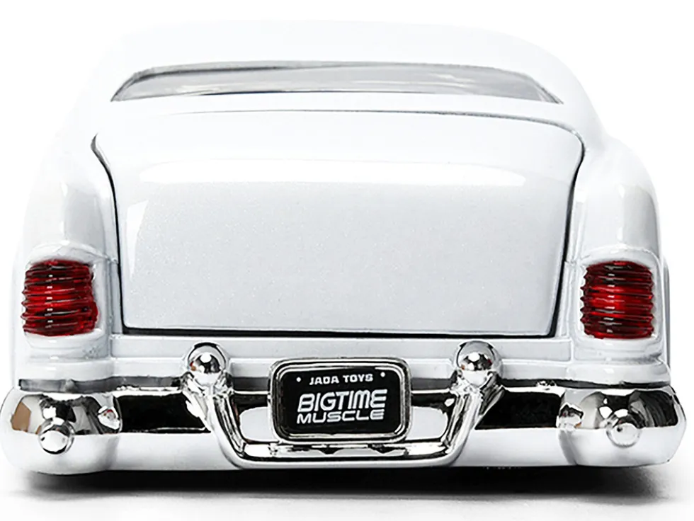 1951 Mercury Coupe White with Gold Flames "Bigtime Muscle" Series 1/24 Diecast Model Car by Jada