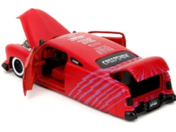 1951 Mercury Matt Red with Purple Stripes and Creep Diecast Figure