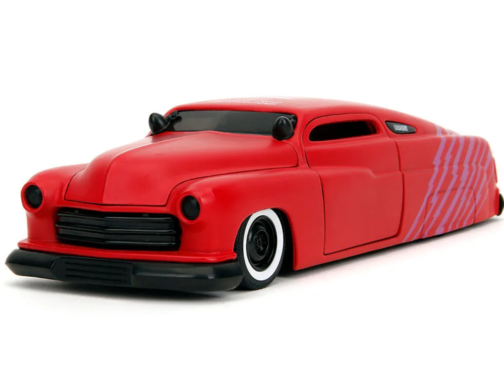 1951 Mercury Matt Red with Purple Stripes and Creep Diecast Figure "Creepshow" (1982) Movie "Hollywood Rides" Series 1/24 Diecast Model Car by Jada