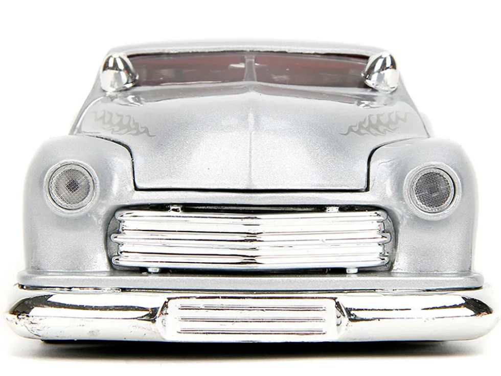 1951 Mercury Silver Metallic and Red with Flame Graphics and Red Interior "Bigtime Muscle" Series 1/24 Diecast Model Car by Jada