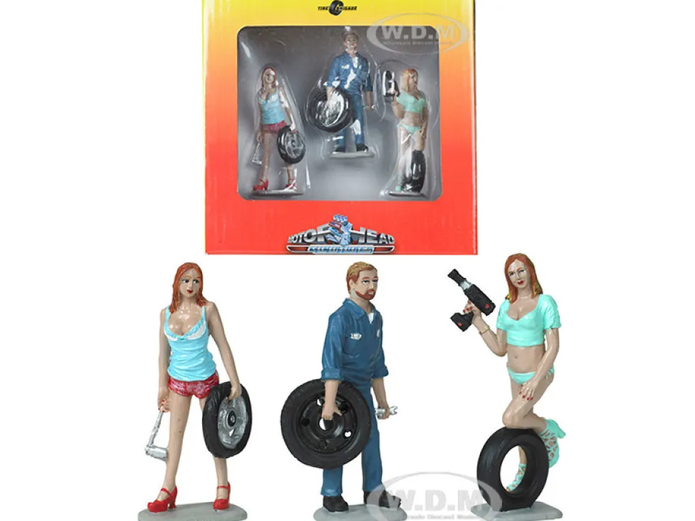 Michelle Meg Gary Tire Brigade 3 piece Figurine Set 1/24 Motorhead Miniatures 775