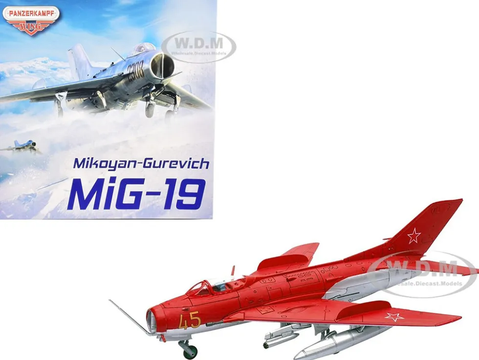 Mikoyan Gurevich MiG 19S Farmer C Fighter Aircraft Yellow 45 VVS Display Team Soviet Air Force Kubinka Air Base 1960 Wing Series 1/72 Diecast Model Panzerkampf 14642PA