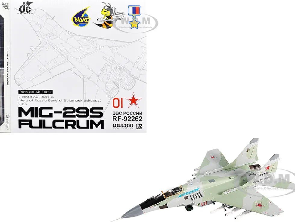 Mikoyan MiG-29S Fulcrum-C Fighter Aircraft "Hero of Russia General Sulambek Oskanov, Lipetsk AB, Russia" (2018) Russian Air Force 1/72 Diecast Model by JC Wings