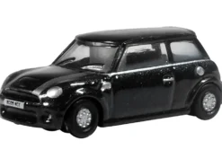 Mini Cooper S RHD (Right Hand Drive) Midnight Black with Silver Stripes 1/148 (N) Scale Diecast Model Car by Oxford Diecast