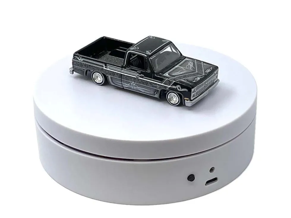 Mini Turntable Rotating Display Stand 4.75" with White Base for 1/64 Scale Model Cars