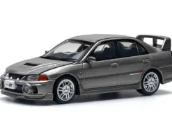 Mitsubishi Lancer Evolution IV RHD (Right Hand Drive) Dark Gray Metallic 1/64 Diecast Model Car by Pop Race