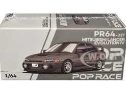 Mitsubishi Lancer Evolution IV RHD (Right Hand Drive) Dark Gray Metallic 1/64 Diecast Model Car by Pop Race