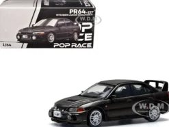 Mitsubishi Lancer Evolution IV RHD (Right Hand Drive) Pyrenees Black Pearl 1/64 Diecast Model Car by Pop Race