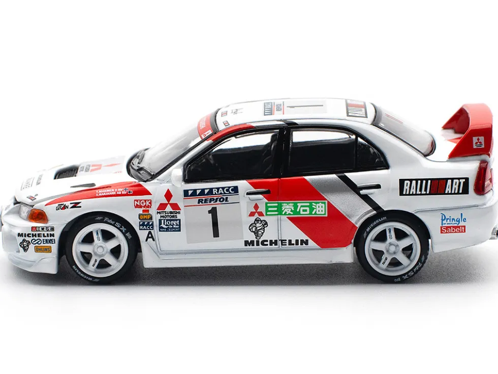 Mitsubishi Lancer Evolution IV RHD (Right Hand Drive) #1 Tommi Makinen - Seppo Harjanne Winner "Rally de Catalunya" (1997) 1/64 Diecast Model Car by Pop Race