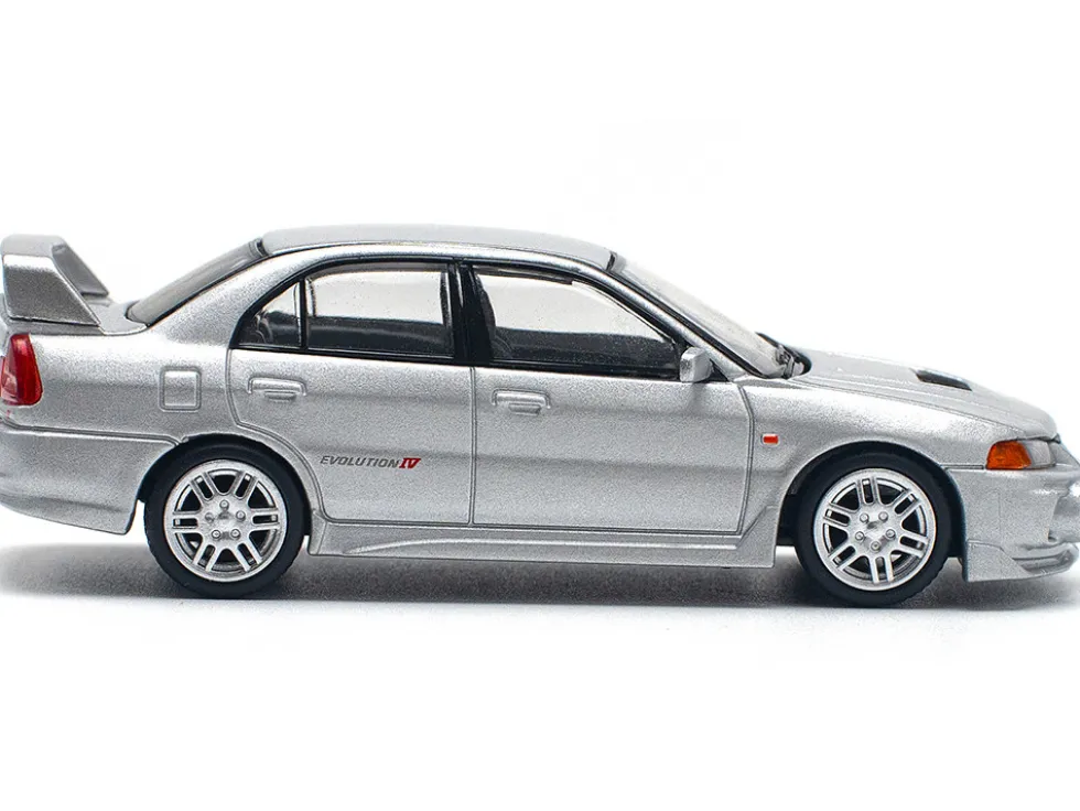 Mitsubishi Lancer Evolution IV RHD (Right Hand Drive) Steel Silver Metallic 1/64 Diecast Model Car by Pop Race