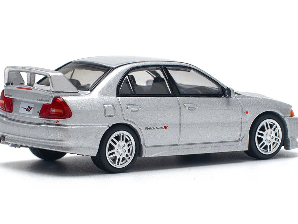 Mitsubishi Lancer Evolution IV RHD (Right Hand Drive) Steel Silver Metallic 1/64 Diecast Model Car by Pop Race
