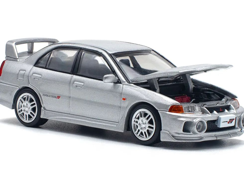 Mitsubishi Lancer Evolution IV RHD (Right Hand Drive) Steel Silver Metallic 1/64 Diecast Model Car by Pop Race