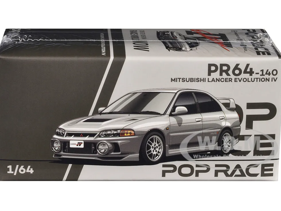 Mitsubishi Lancer Evolution IV RHD (Right Hand Drive) Steel Silver Metallic 1/64 Diecast Model Car by Pop Race