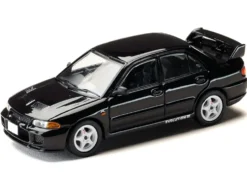 Mitsubishi Lancer RS Evolution III RHD (Right Hand Drive) Black "Initial D" (1995-2013) Manga "Diorama Set Series" 1/64 Diecast Model Car by Hobby Japan
