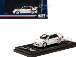 Mitsubishi Lancer RS Evolution III RHD Right Hand Drive Scortia White with Red Rally Stripes 1/64 Diecast Model Car Hobby Japan HJ642010CW