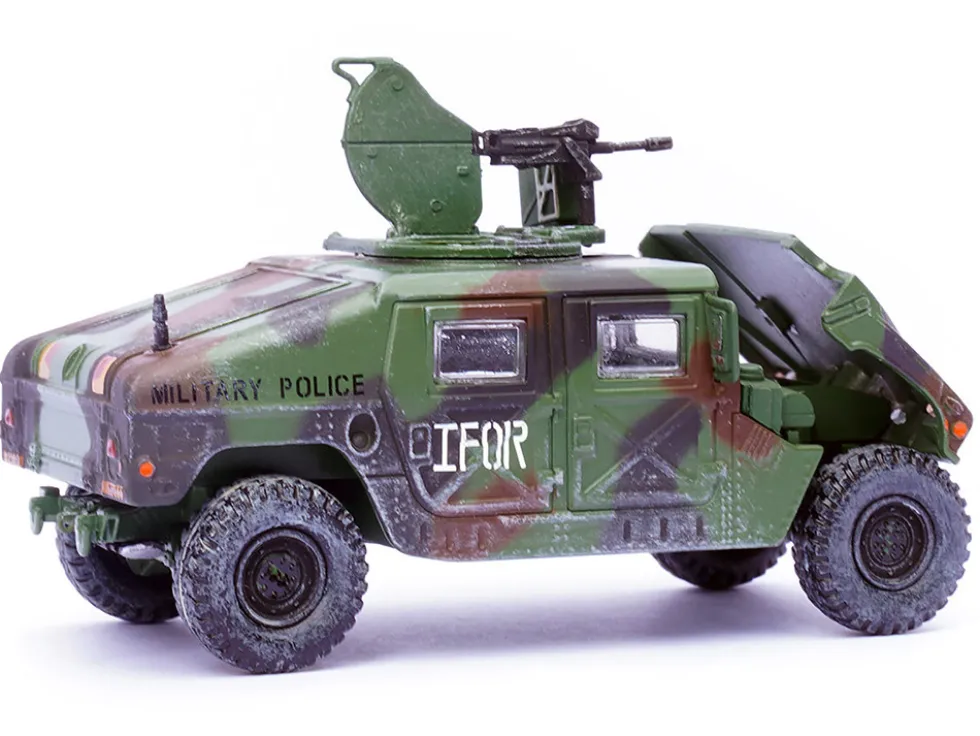 M988 Modern 4×4 Utility Vehicle with Grenade Launcher Camouflage "Military Police, 65th Company, 519th MP Battalion, IFOR HQ ARRC Forward, Brcko, Bosnia and Herzegovina" (1996) "Military Miniature" Series 1/64 Diecast Model by Panzerkampf