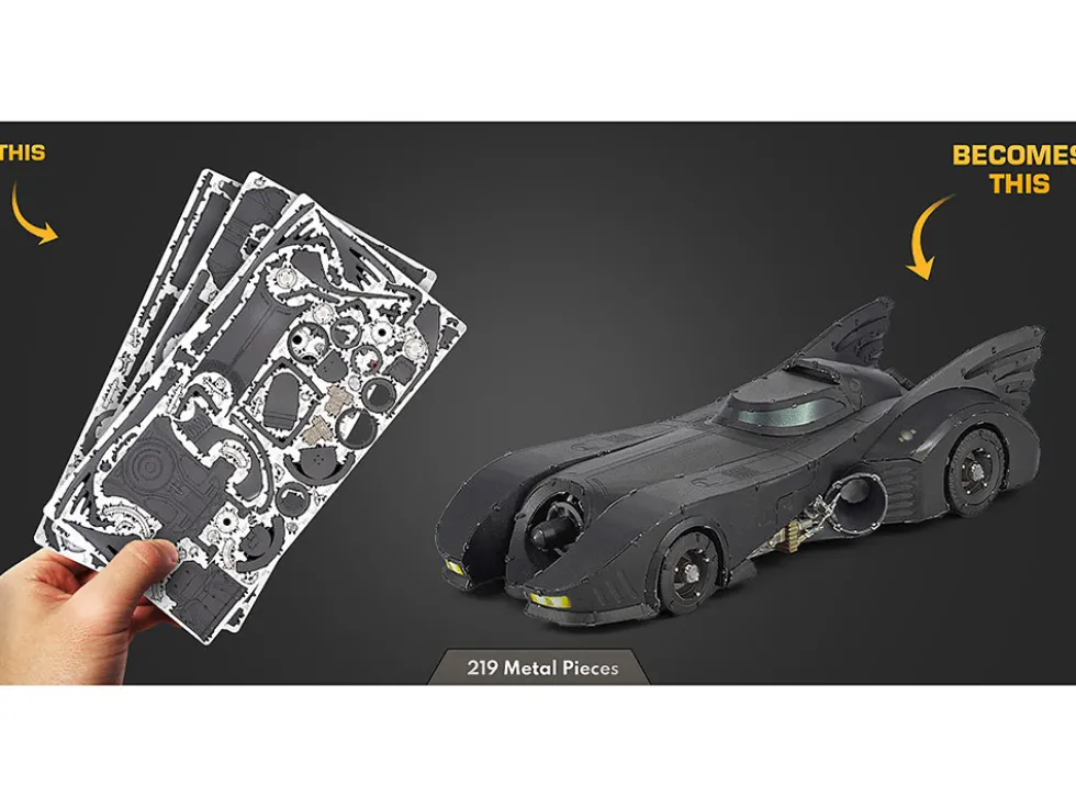Model Kit 1989 Batmobile Black "Batman" (1989) Movie (Challenging Difficulty) Steel Model by Metal Earth